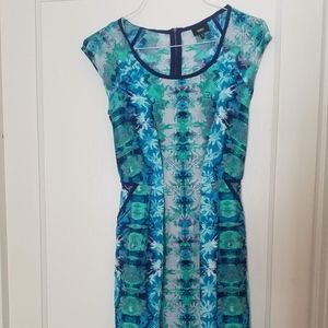 Mossimo Blue Patterned Dress with Pockets